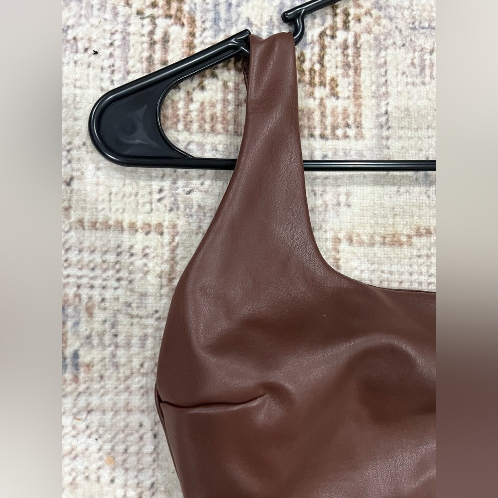 SKIMS faux leather scoop neck body suit- cocoa - Picture 2 of 7